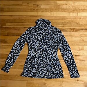 Blue and Black Camo Turtleneck Top